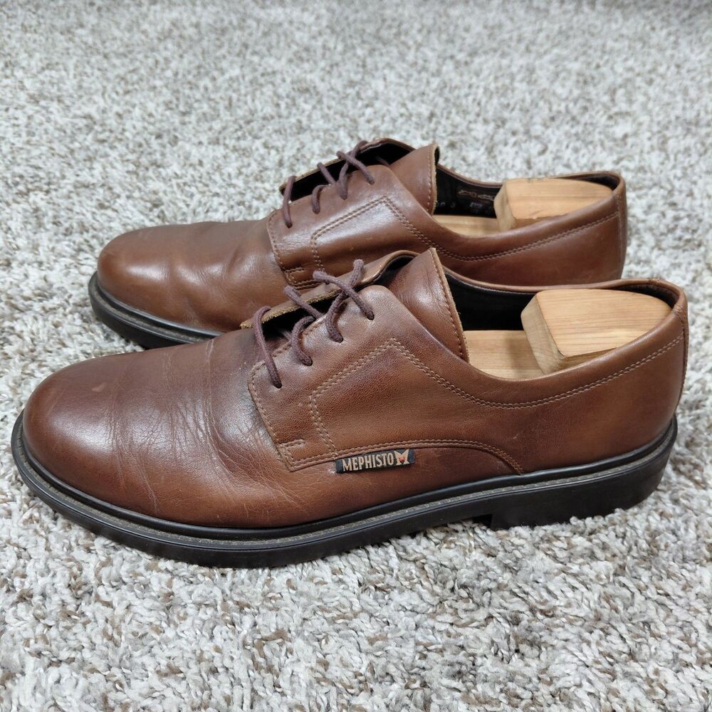 Mephisto Derby Air Jet Shoes Men's 10.5 Brown Leather Lace Up France